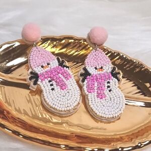 New C & C California Cute Snowman Beaded Earrings